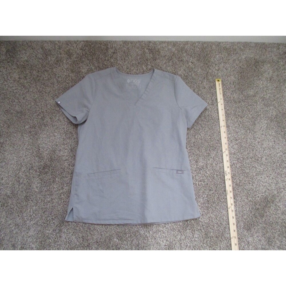 FIGS Scrub Top Women S Gray V Neck Medical Pocket